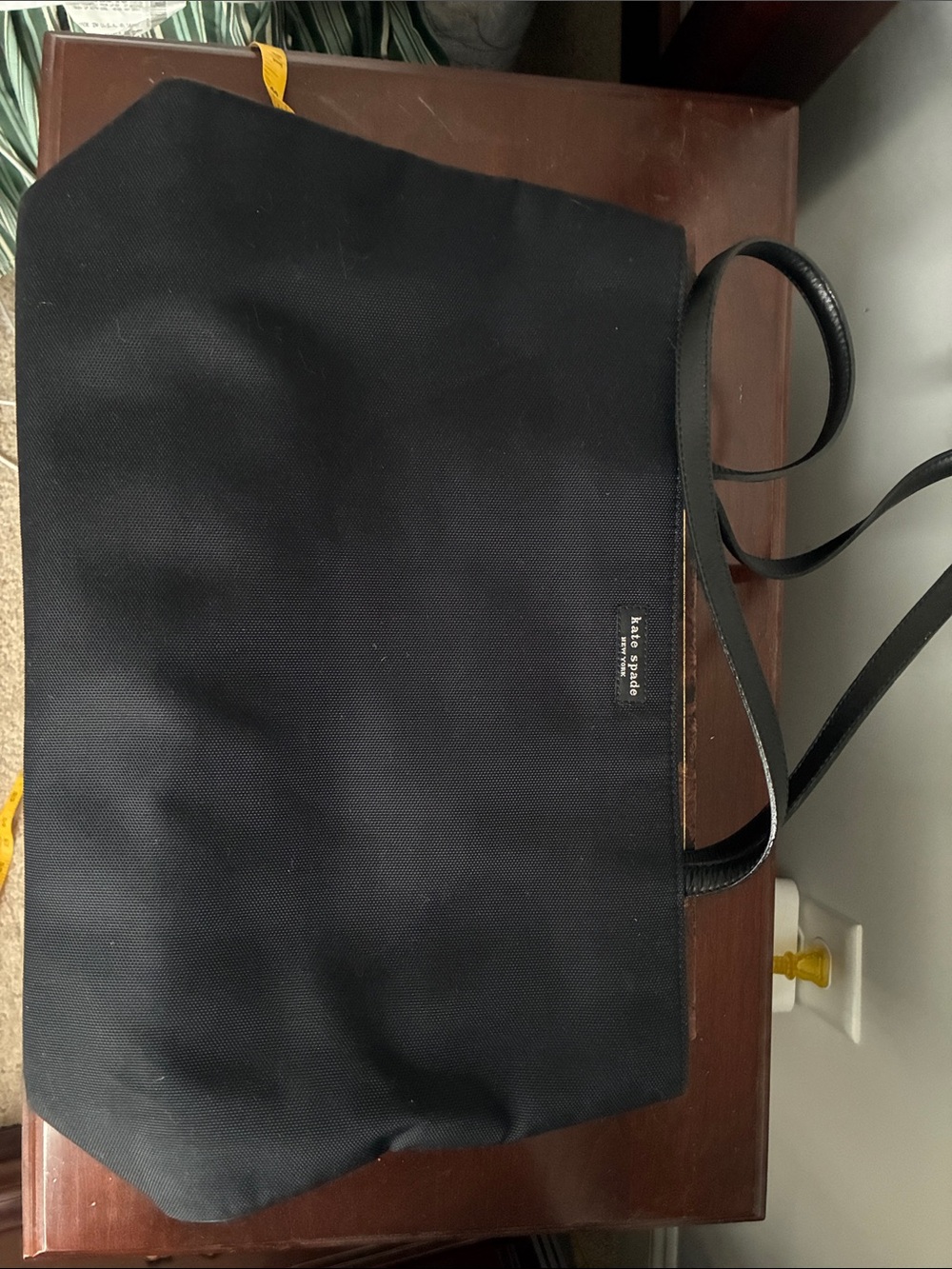 kate spade Black canvas Tote with Slim Leather Straps